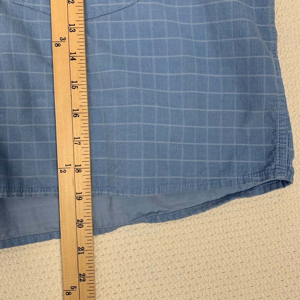 Urban Outfitters Womens Corduroy Windowpane Blue Plaid Button Down Cropped Sz M - Picture 6 of 10
